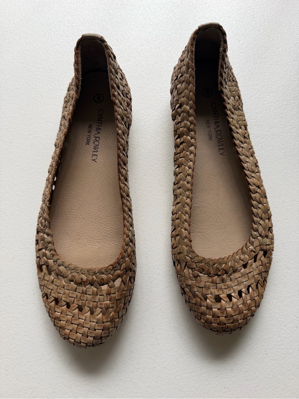 Cynthia Rowley Braided Leather Ballet Flats - Tan